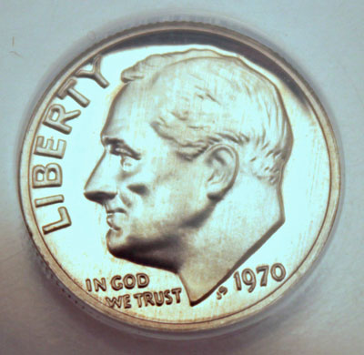 Coin Show - US Mint Proof Set 1970 no S dime obverse view
