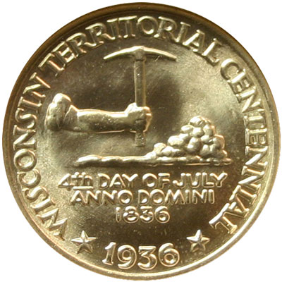 Wisconsin Territorial Centennial half dollar commemorative coin reverse