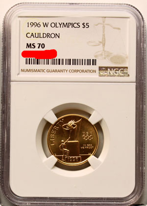 1996 XXVI Olympiad Cauldron Five-Dollar Gold Coin obverse