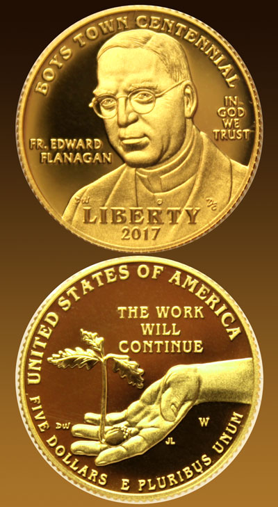 Boys Town Commemorative Gold Five Dollar Coin