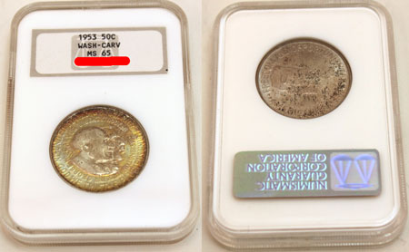 Carver-Washington Commemorative Silver Half Dollar Coin 1953 MS-65