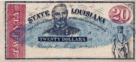 Confederate $20 Paper Money State of Louisiana