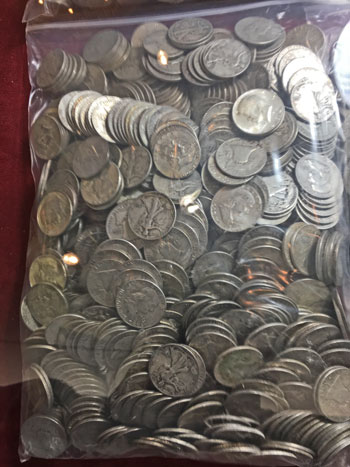 bag of silver half dollar coins