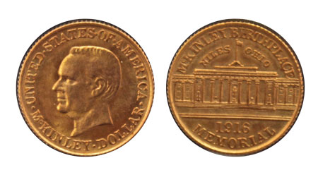 McKinley Commemorative Gold Dollar Coin 1916