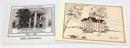 150th Anniversary Lumpkin County Courthouse envelope and Price Memorial Hall card