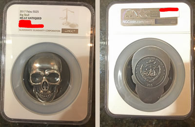 2017 Palau Big Skull limited edition coin