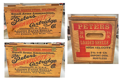 Peters Cartridge Company wooden ammunition box 20 gauge shells