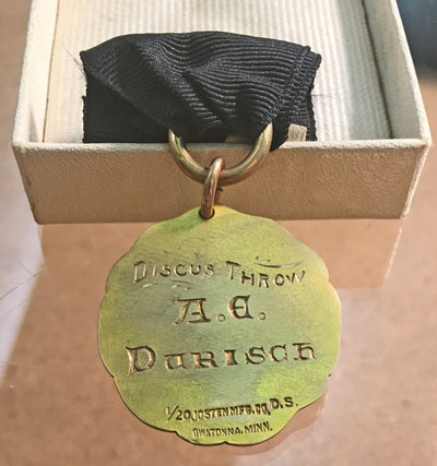 Track Meet Medal 1924 Discus Throw A. E. Durisch